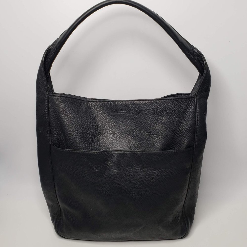 Shinola Detroit Black Pebble Leather Hobo Purse